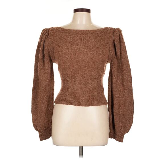 NWT The Westside Luna Boucle Light Brown Wool Blend Knit Sweater SOFT Large - Picture 1 of 5